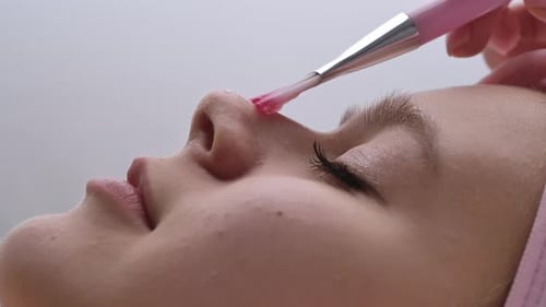 Woman Receiving a Facial Treatment Close Up