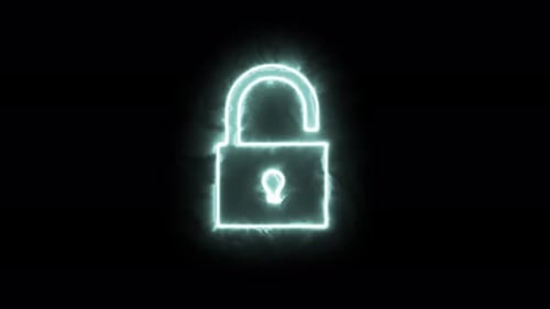 Animated Neon Padlock Security Access Icon
