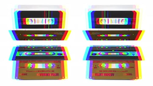 Abstract Animation of Multiple Retro Cassette Tapes