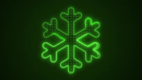 Neon Green Snowflake Decoration Outline Loop Background