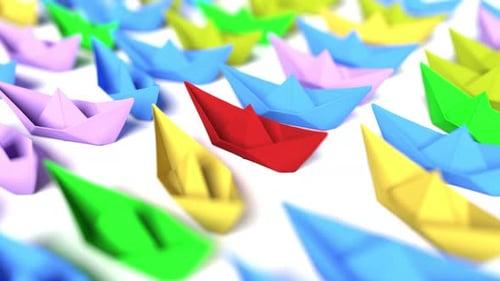 Color Paper Boats Leadership Able to Loop Endless