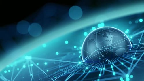 Futuristic Global Technology Network Connection Loop Background