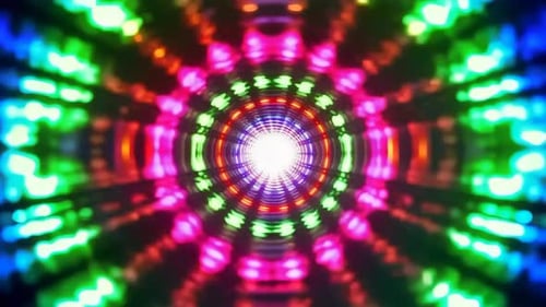 Neon Light Tunnel Abstract Colorful Motion Background VJ