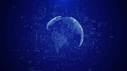 Futuristic Digital Earth Globe with Binary Code and Data Network