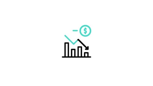 Animated Corporate Financial Decline Icon with Downward Arrow
