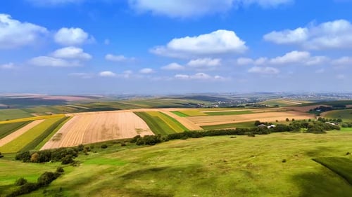Aerial View of Green and Brown Agricultural Fields