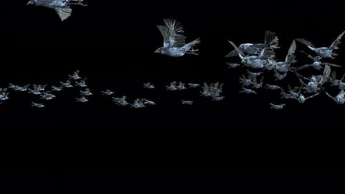 Abstract Crystalline Birds Flying Alpha Channel Animation