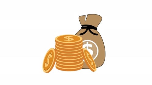Animated Money Bag and Coin Stacking for Financial Growth