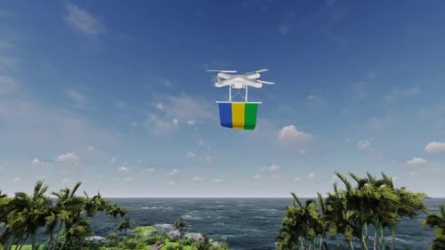 Zumbido cuadricóptero con bandera de Gabón