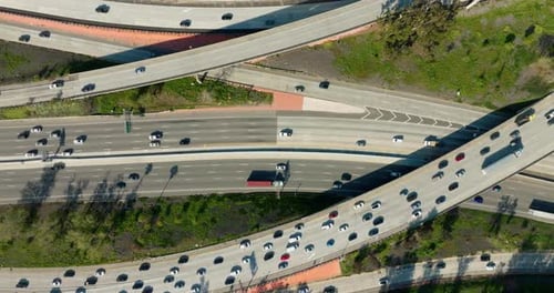 Aerial view of busy cars with traffic jam in the rush hour