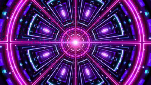Futuristic Neon Tunnel Hyperspace Journey Loop
