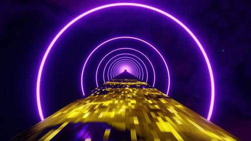 Animation en boucle de fond violet et doré du Space Bridge en HD