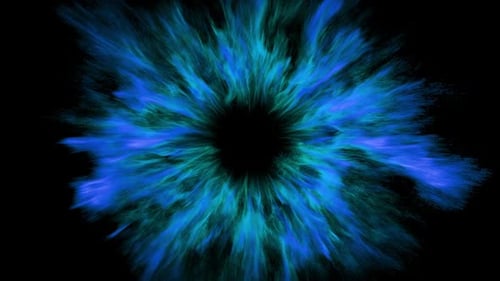 Abstract blue particles creating an energy vortex animation. 3d loop animation 4k