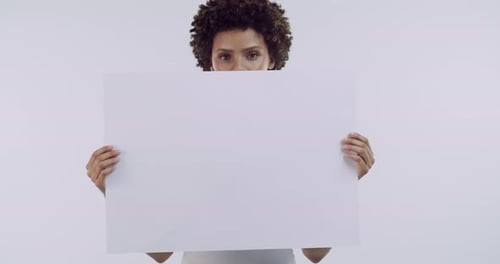 Woman Holding Blank Sign for Message