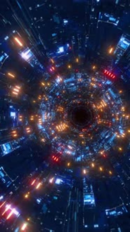 Vertical Video Futuristic Tunnel Animation