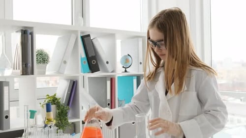 School Girl in Chemistry Class