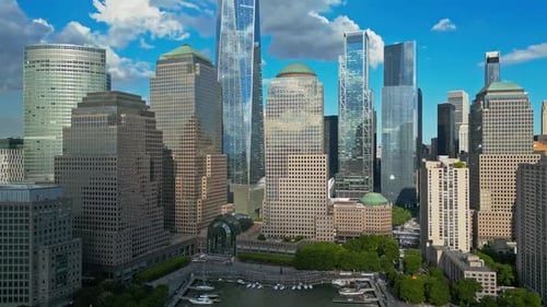 Manhattan and One World Trade Center in New York City USA As Seen From Weehawken New Jersey