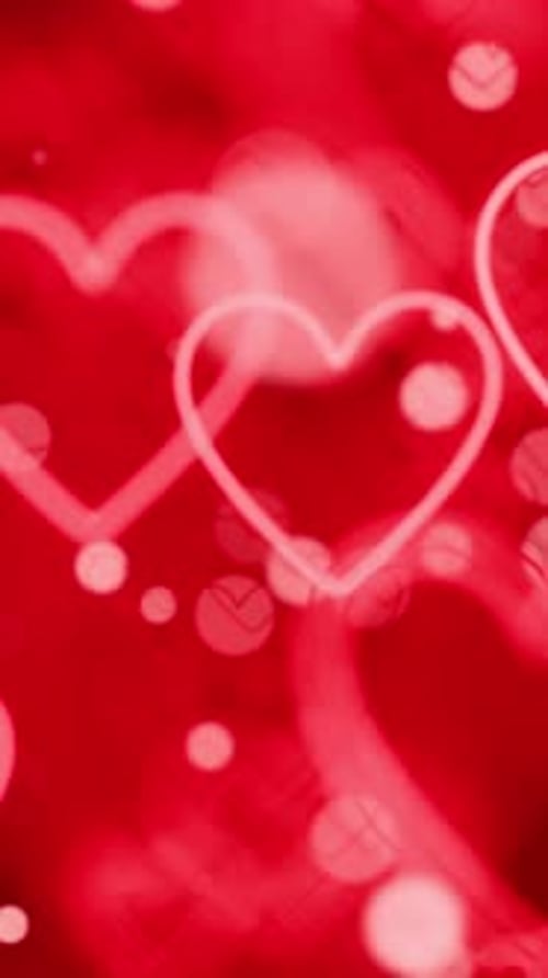 Romantic Red Hearts Background with Floating Motion. Valentine's day. Vertical looped animation