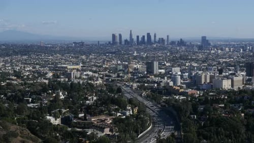 Downtown Los Angeles with traffic in California USA shot in 4k high resolution