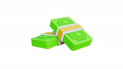 Animated 3D Green Money Banknotes Rotation