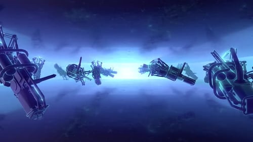 Futuristic Robotic Arms In Neon Tunnel