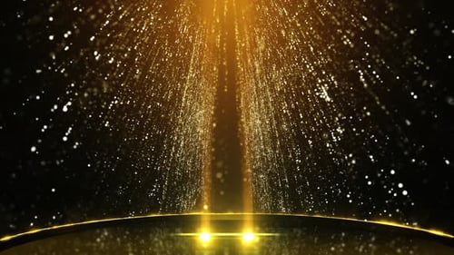 Stage Golden Awards With Sliding Spotlights, Particle Background Loop