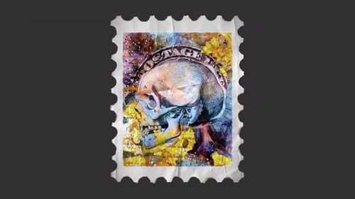 Vintage Skull Illustration Ephemera Postage Stamp