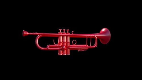 3D Glossy Red Trumpet Rotating Loop Animation