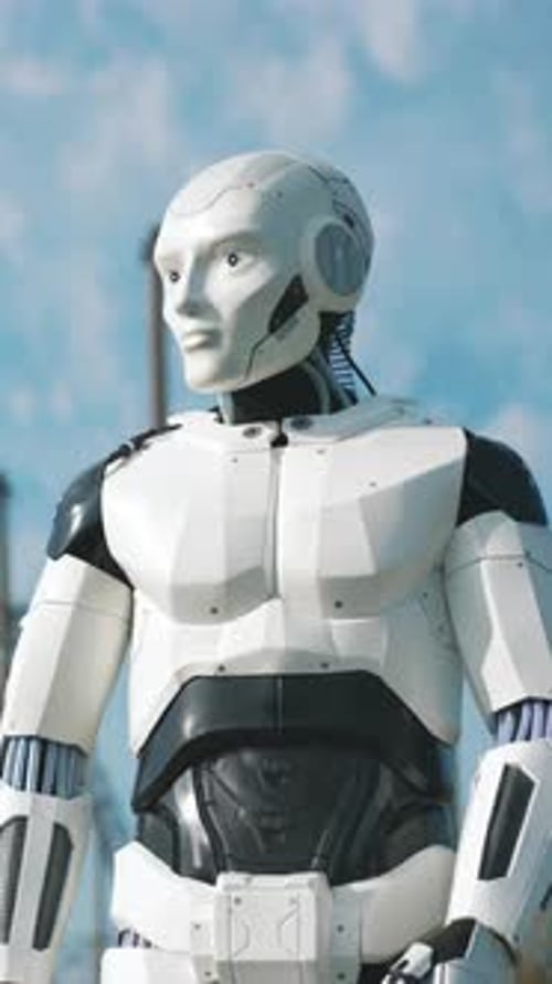 A Humanoid Robot in an Outdoor Setting Demonstrating Advanced Technology and Innovative Design