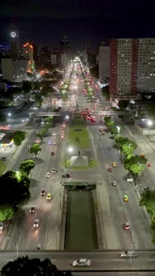 President Vargas Avenue At Night In Downtown Rio De Janeiro Brazil.