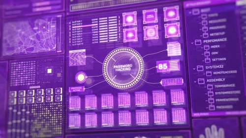 Futuristic Digital Password Hacking Interface System Display