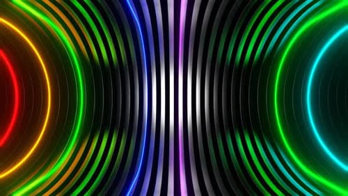 Rainbow Neon Oval Side Tunnel Background Vj Loop In HD