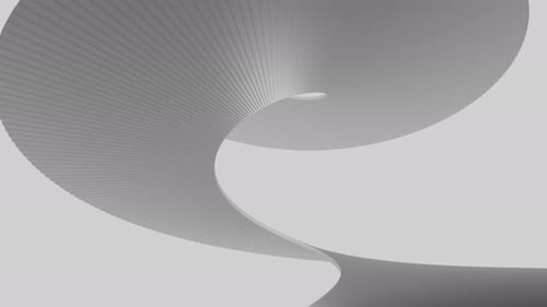 The concept of a white spiral staircase going up to infinity.