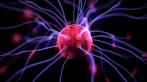 Abstract Plasma Ball With Pulsating Blue Light Strands