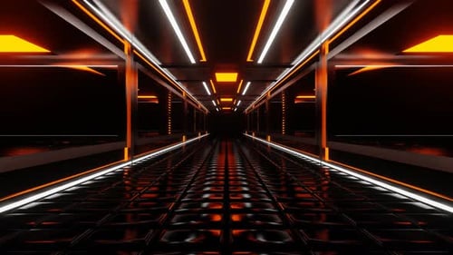 Orange And White Neon Central Corridor Background Vj Loop In 4K
