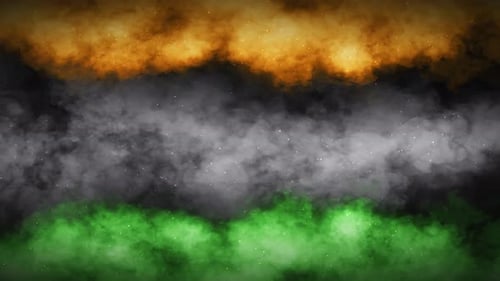 Patriotic Tricolor Smoke with Glowing Particles Loop