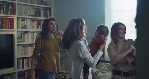 Happy Family Celebrating Together at Home