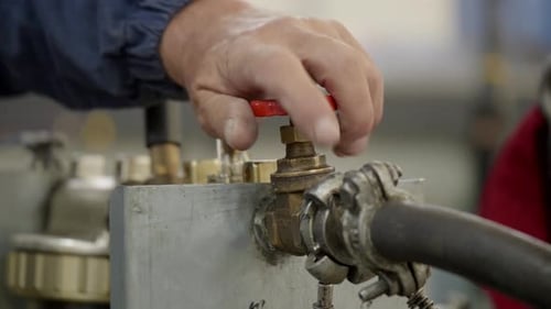 Hand Turning Red Industrial Machine Valve