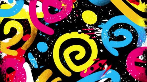 Bold Curls Dots And Spirals Street Art Animated Abstract 4k Funky Background Texture