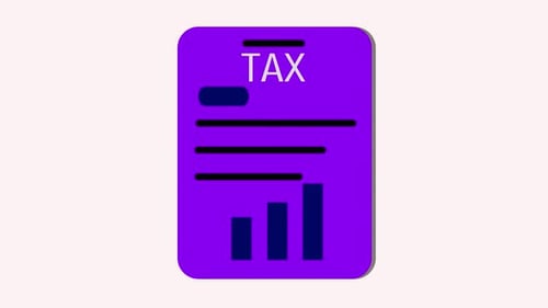 Modern animated icon of a tax document featuring graphs and financial data, perfect for accounting,