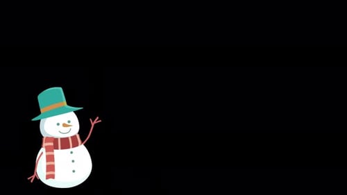 2D Cartoon Snowman Animation Alpha Channel 4K