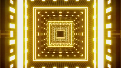 Golden Neon Square Tunnel Loop