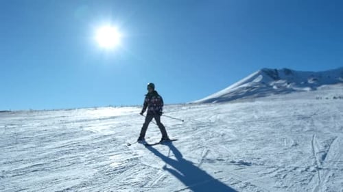 Show of ski athletes in super slow motion