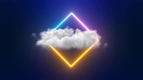 Cloud Rotates Around Neon Square