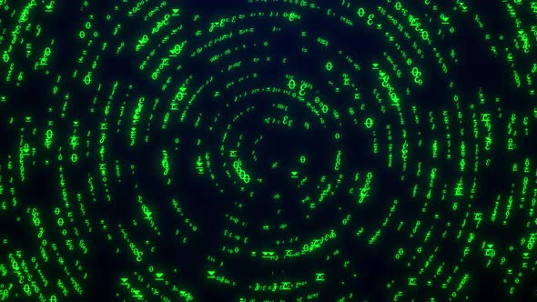 Matrix Code Circle Animation On Black Background. Matrix Binary Code ...