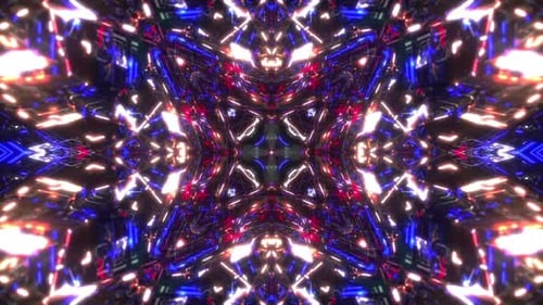 Abstract Futuristic Neon Kaleidoscope Tunnel Motion Background