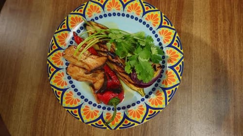 Grilled Vegetables on Plate with Herbs