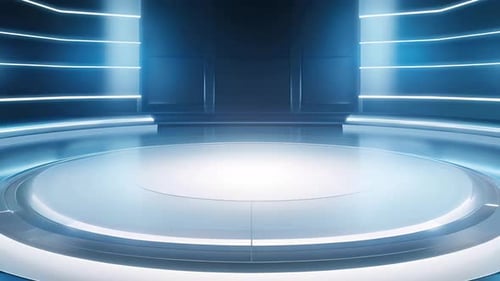 Futuristic 3D Virtual Studio Background with Rotating Stage