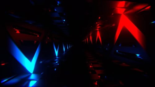 Red And Blue Neon Curve Line Tunnel Background Vj Loop In 4K