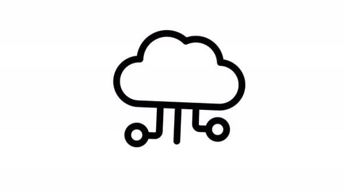 Animated Flat Design Cloud Data Connection Icon